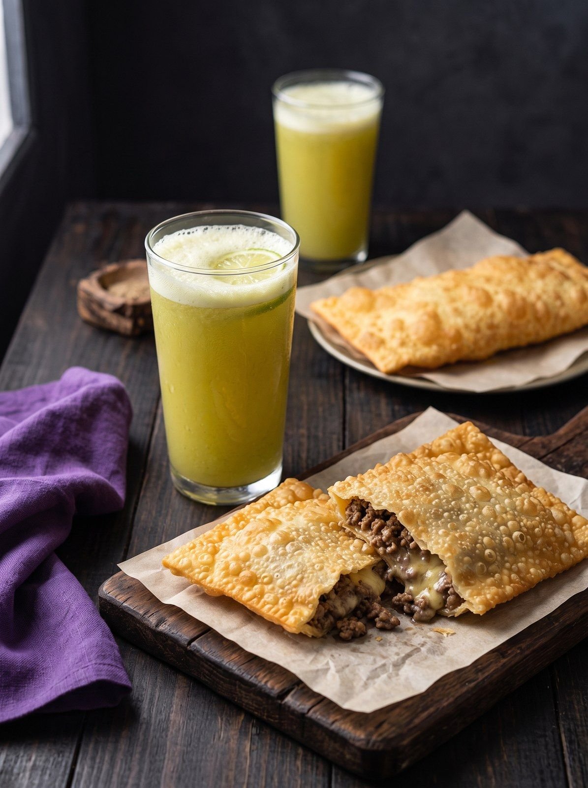Pastel y jugo de caña